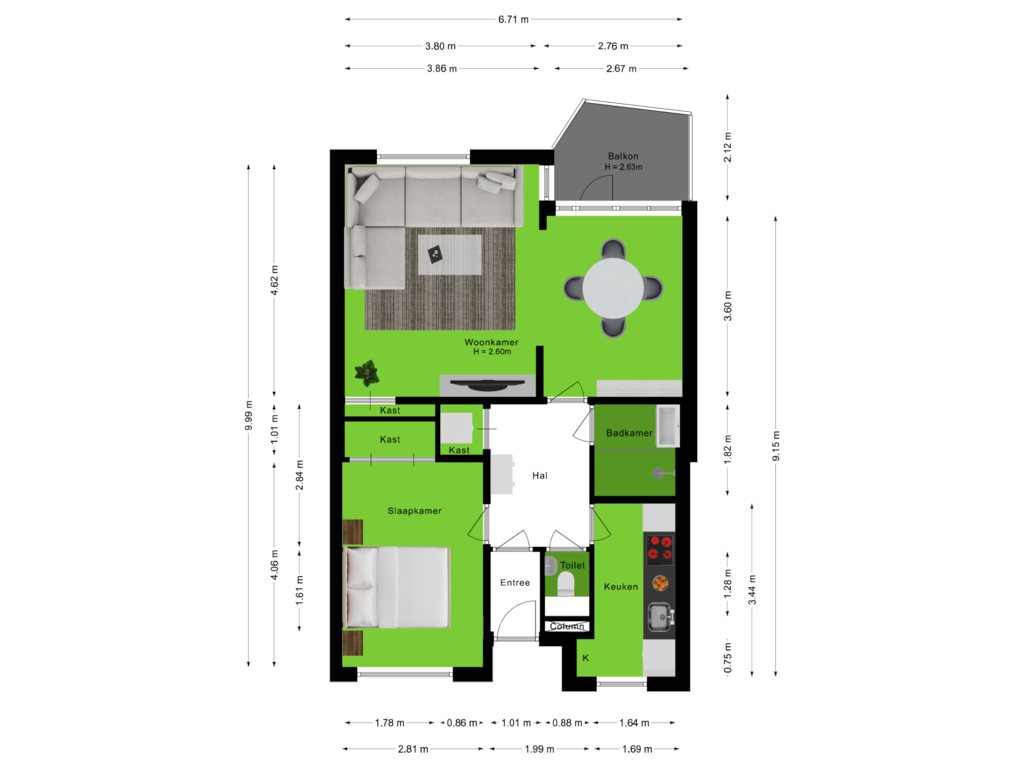 View floorplan of Appartement of Dr. Struyckenstraat 16