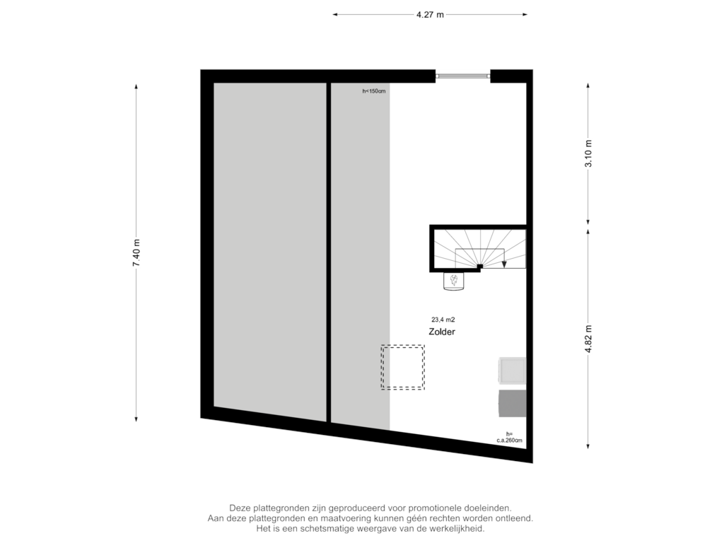 View floorplan of Zolder of Ruisvoorn 57