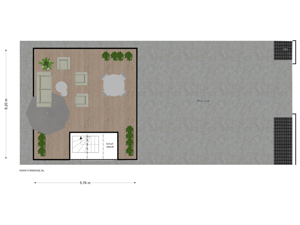 Bekijk plattegrond van DAKTERRAS van Paulus Potterstraat 40-4