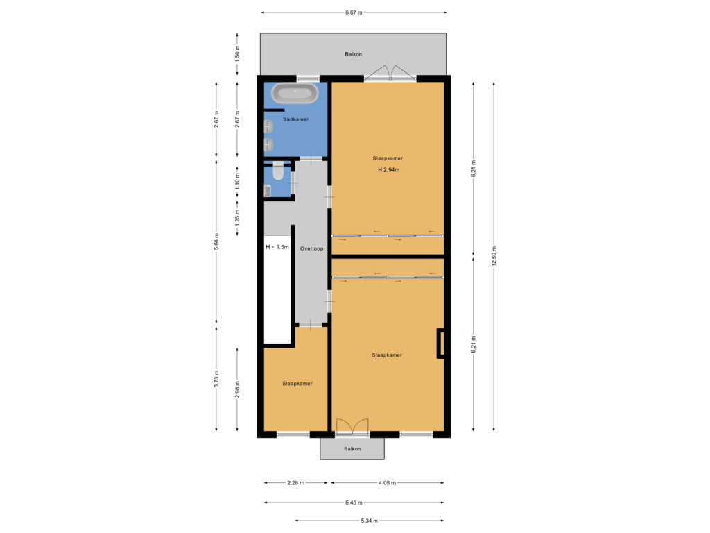 Bekijk plattegrond van 1e verdieping van Willemsparkweg 126-H