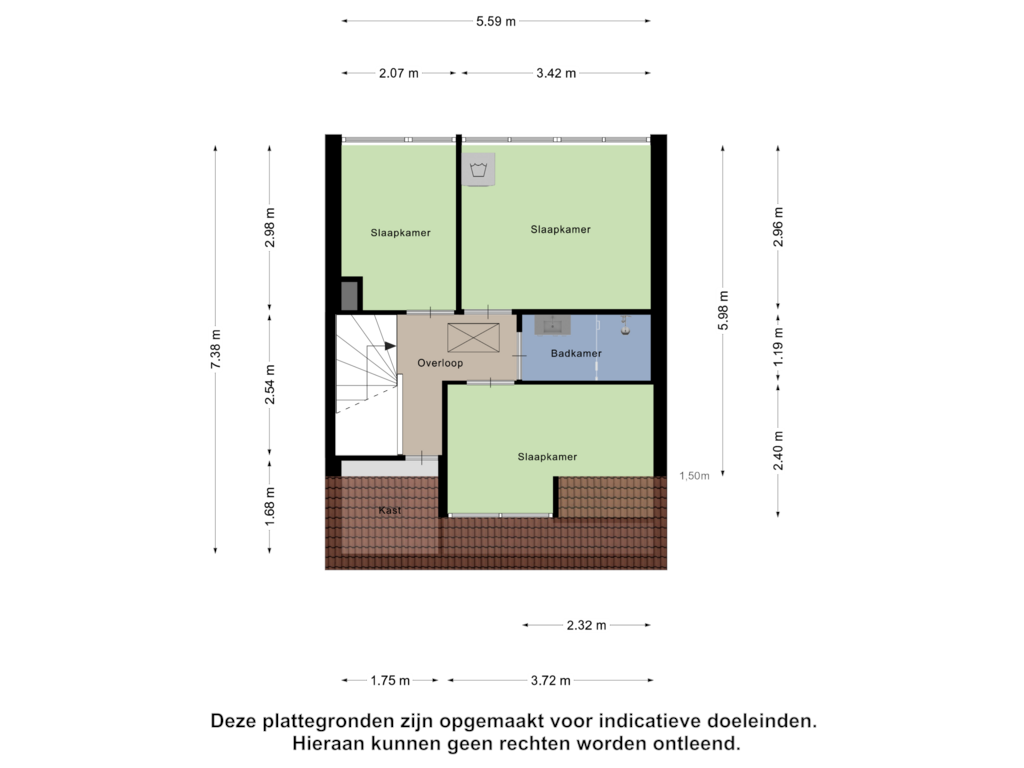 View floorplan of Tweede Verdieping of Magna Petestraat 13-A