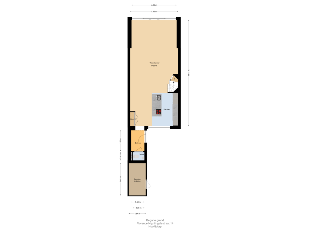 Bekijk plattegrond van Begane grond van Florence Nightingalestraat 14