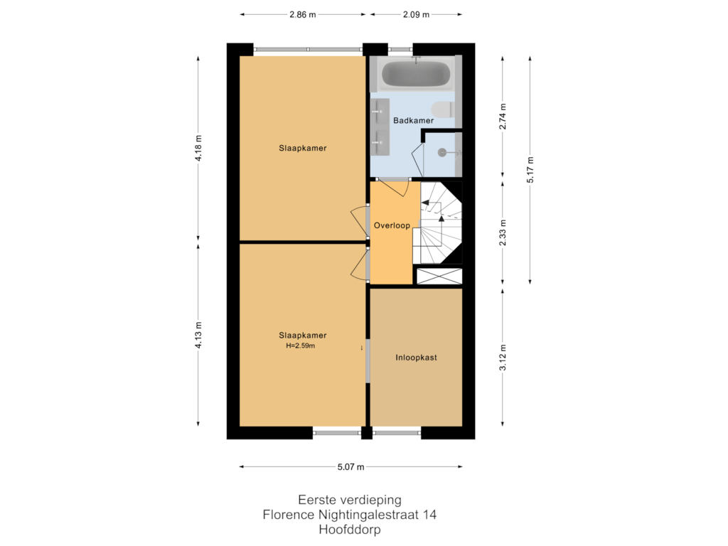 Bekijk plattegrond van Eerste verdieping van Florence Nightingalestraat 14