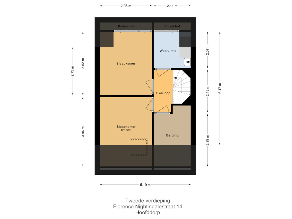 Bekijk plattegrond van Tweede verdieping van Florence Nightingalestraat 14