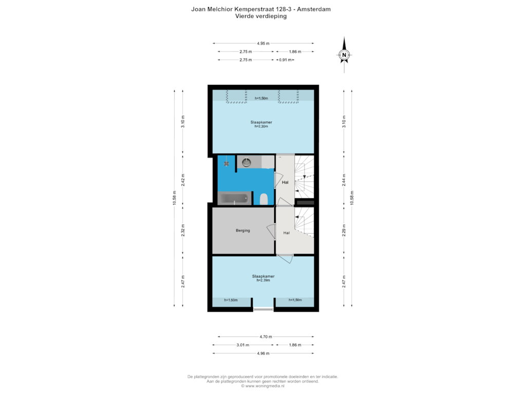 Bekijk plattegrond van Vierde verdieping van Joan Melchior Kemperstraat 128-3