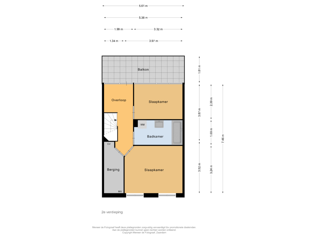 View floorplan of 2e verdieping of Curaçaostraat 3