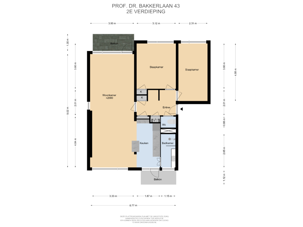 Bekijk plattegrond van 2E Verdieping van Prof. Dr. Bakkerlaan 43