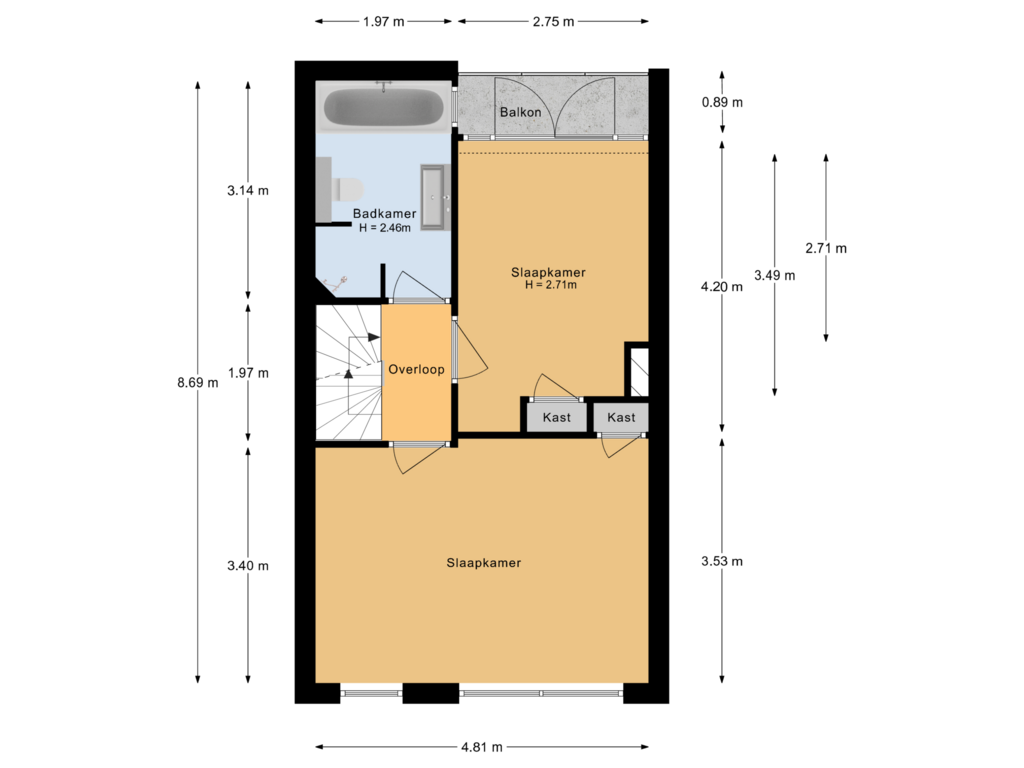 Bekijk plattegrond van 1e verdieping van Bakhuizen van den Brinkstraat 12