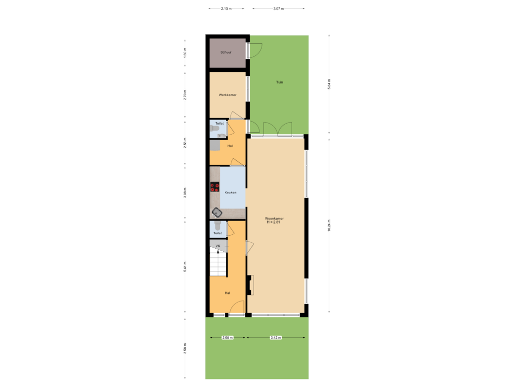 View floorplan of perceel of Burgemeester Bosstraat 35