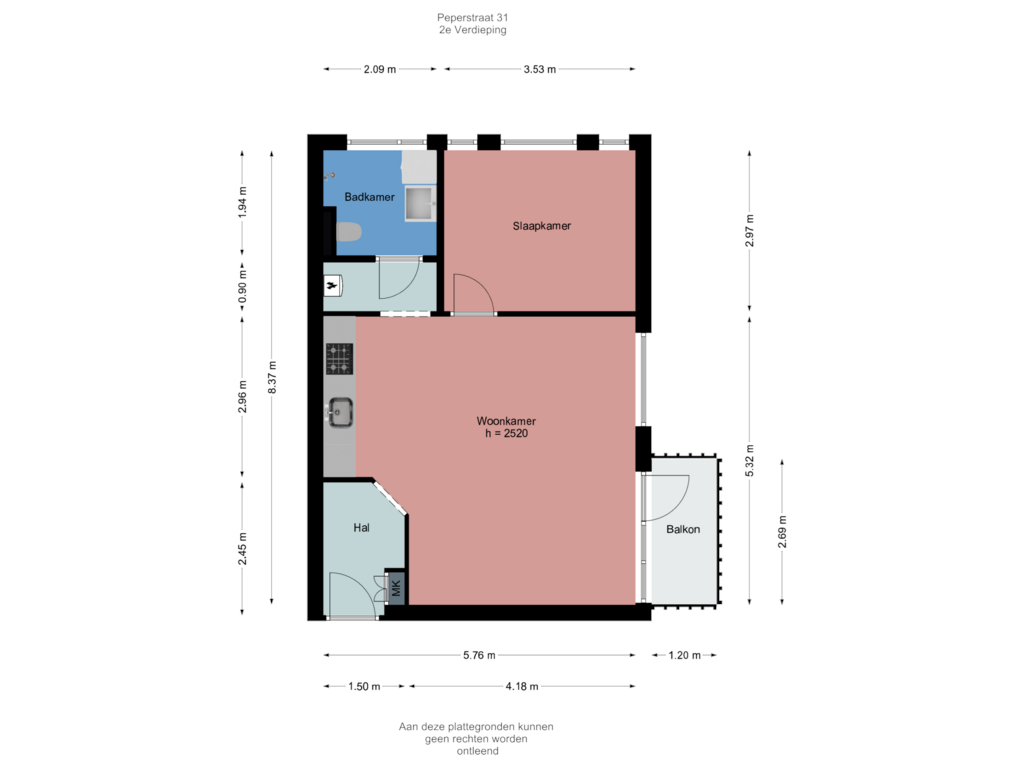 Bekijk plattegrond van 2e Verdieping van Peperstraat 31