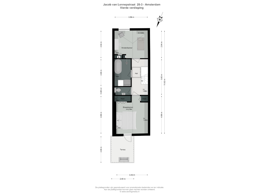 Bekijk plattegrond van 4e_verd van Jacob van Lennepstraat 28-3