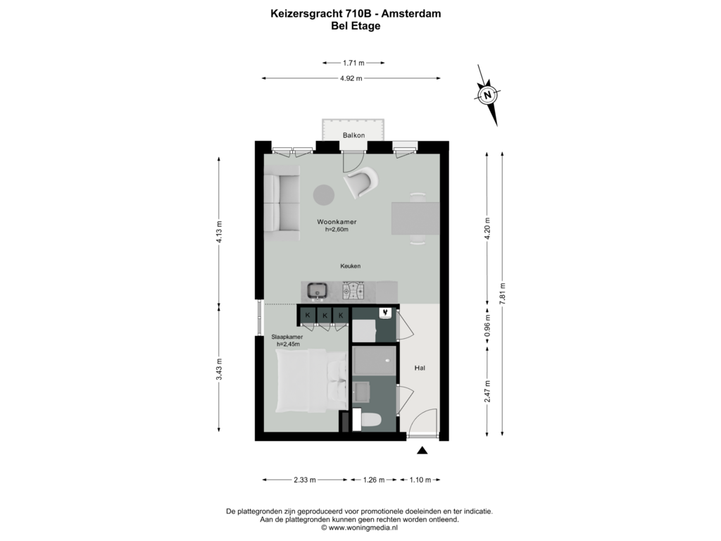 View floorplan of Bel of Keizersgracht 710-B