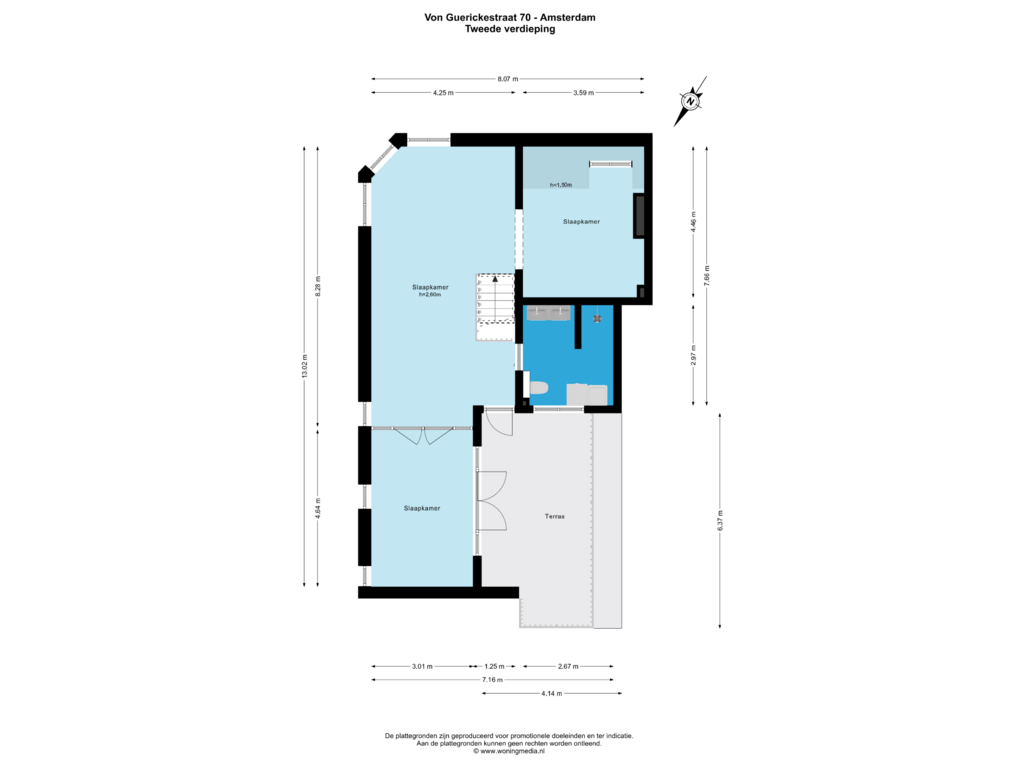 Bekijk plattegrond van Tweede verdieping van Von Guerickestraat 70