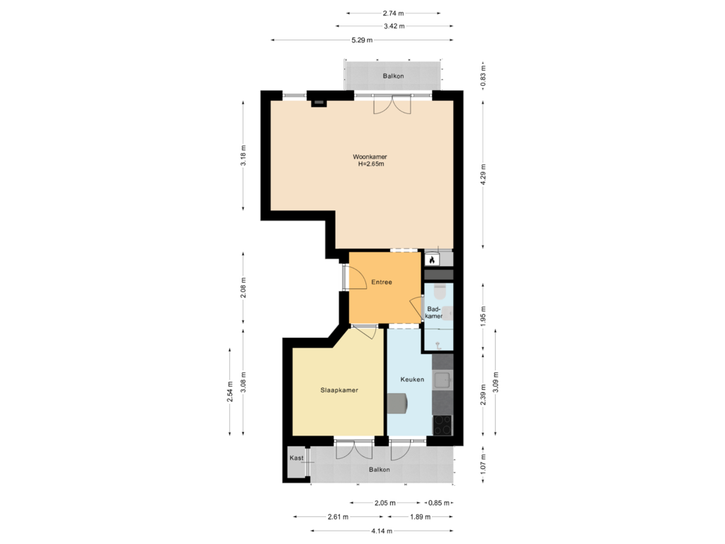 Bekijk plattegrond van Appartement van Eerste Atjehstraat 97-1