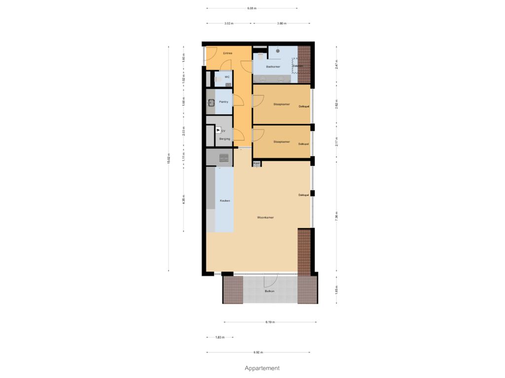 View floorplan of Appartement of De Zaete 13