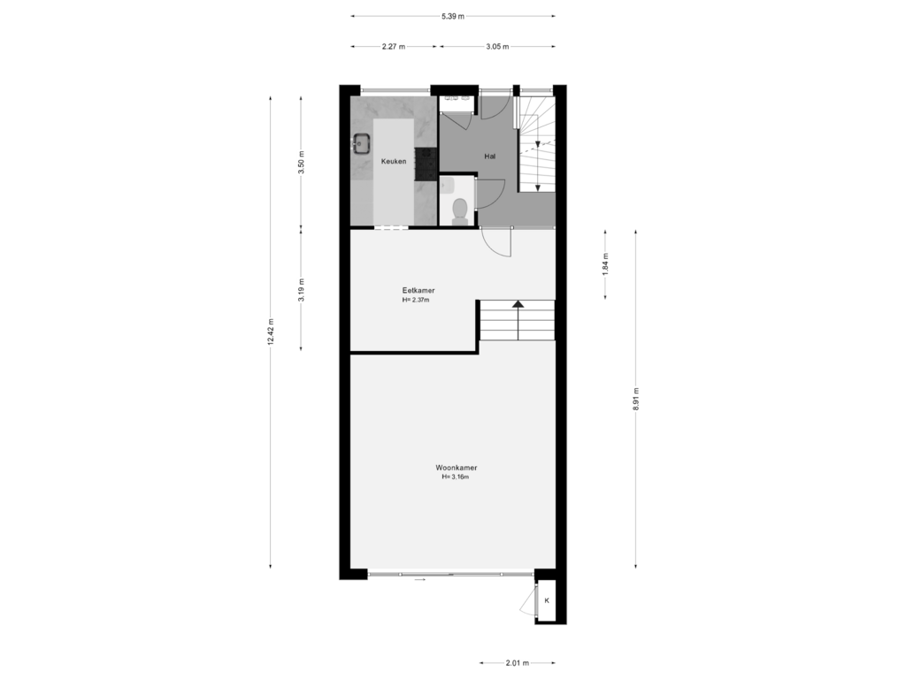 View floorplan of Begane Grond of Laan van Oud-Kralingen 8