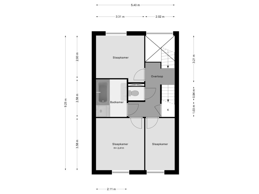 View floorplan of 1e Verdieping of Laan van Oud-Kralingen 8