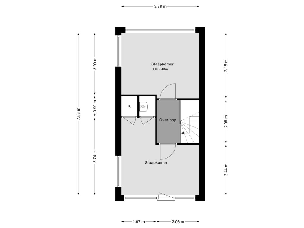 View floorplan of 2e Verdieping of Laan van Oud-Kralingen 8