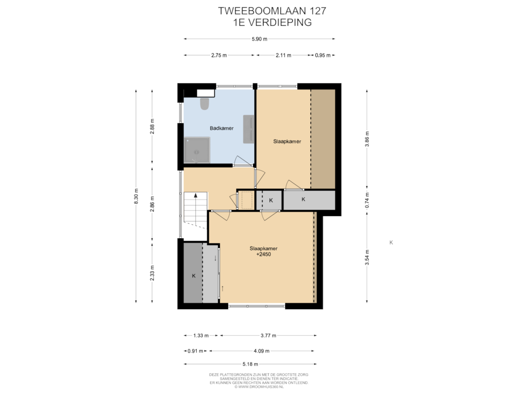 Bekijk plattegrond van 1E Verdieping van Tweeboomlaan 127