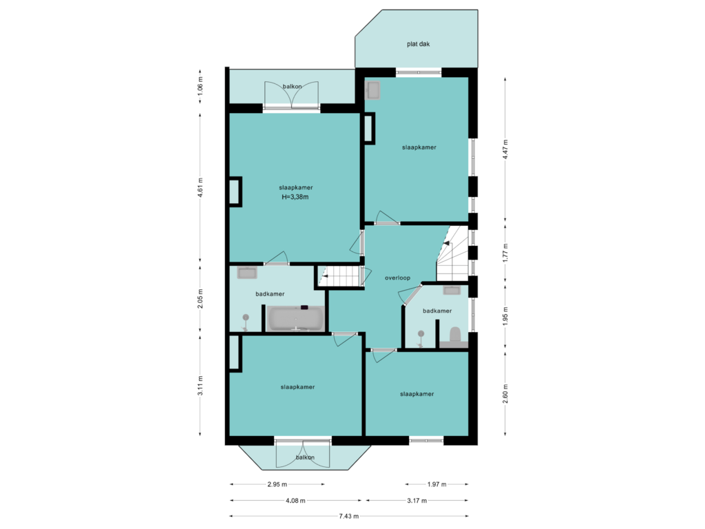 Bekijk plattegrond van Eerste verdieping van Schuttersweg 28