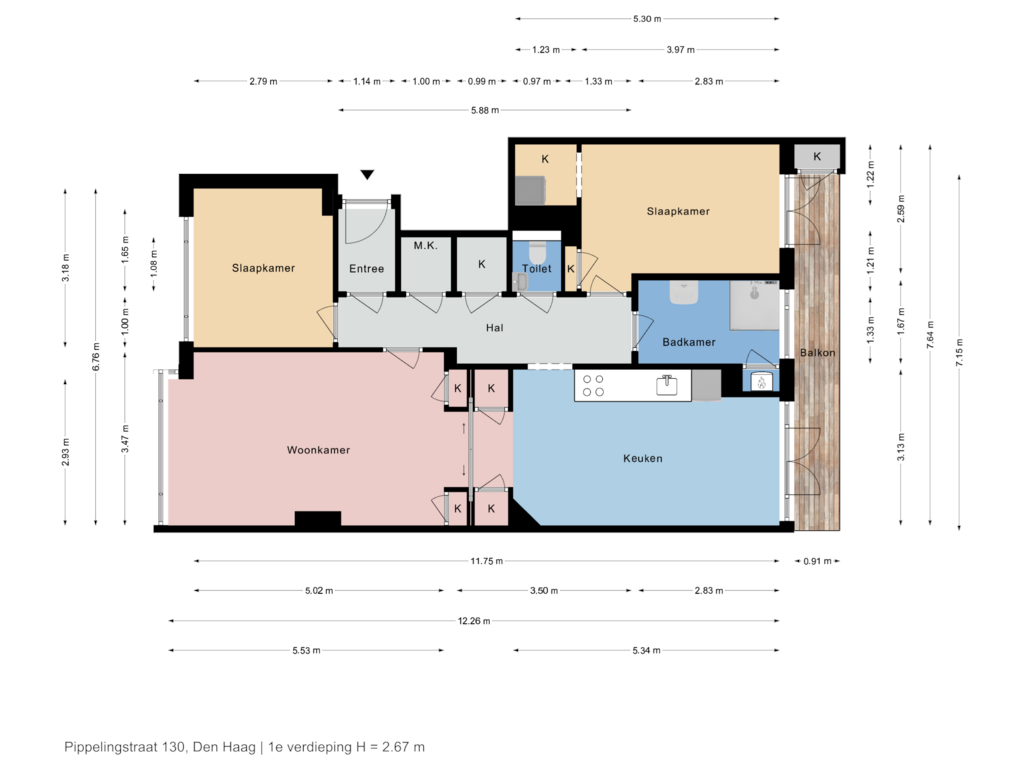 Bekijk plattegrond van 1e verdieping van Pippelingstraat 130