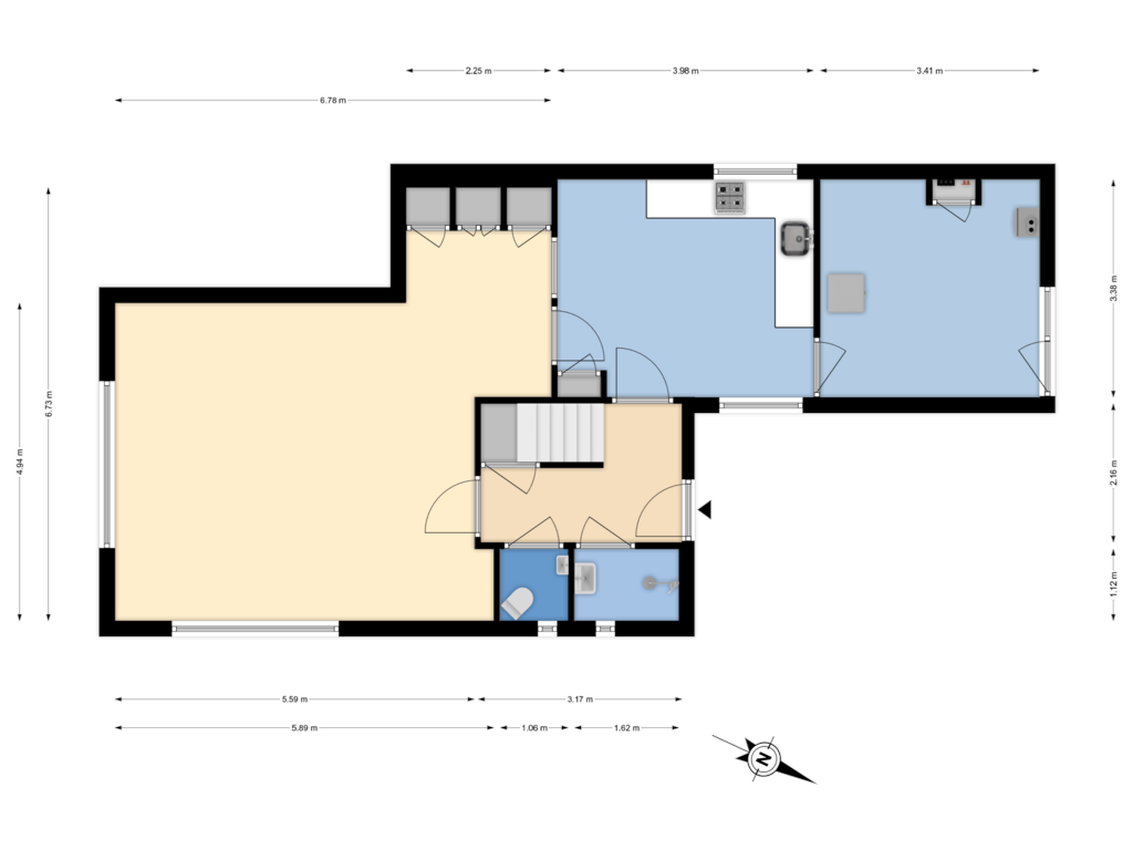 Bekijk plattegrond van Begane Grond van Overgauwseweg 54-A