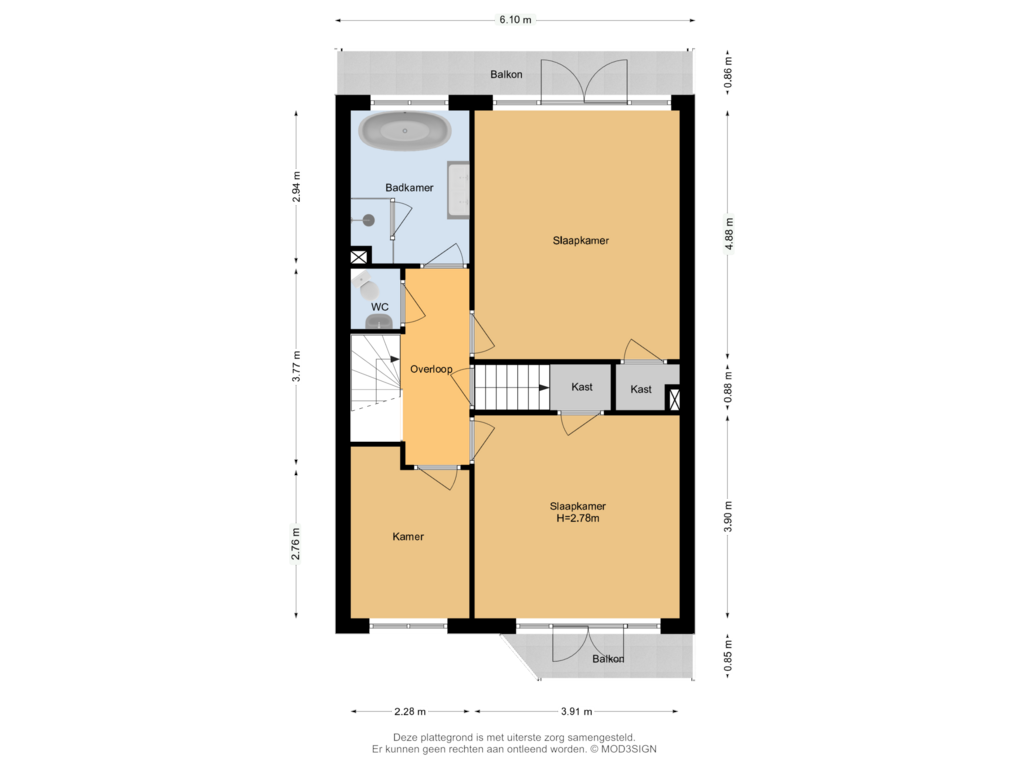 Bekijk plattegrond van 1e Verdieping van Herenweg 148