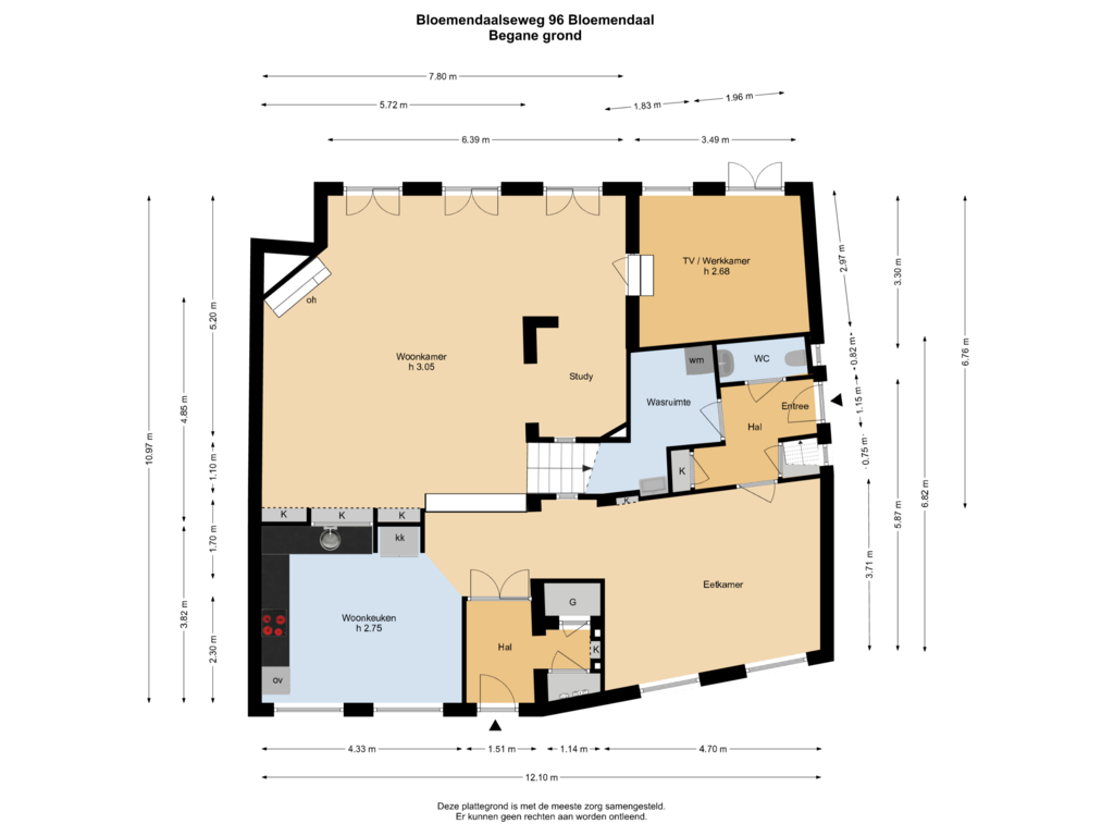 Bekijk plattegrond van Begane Grond van Bloemendaalseweg 96