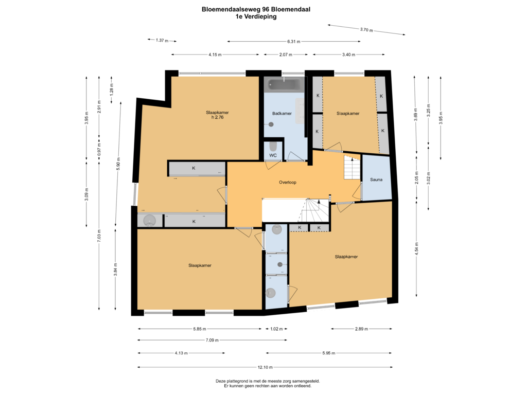 Bekijk plattegrond van 1e Verdieping van Bloemendaalseweg 96