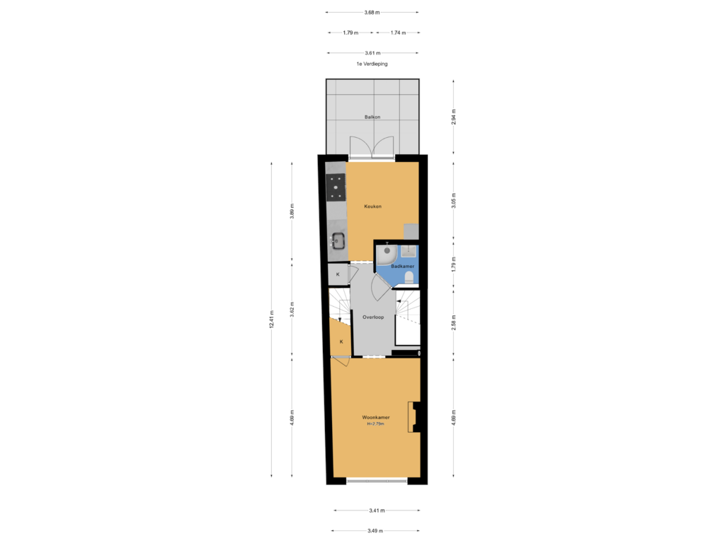 Bekijk plattegrond van 1e Verdieping van Molstraat 19