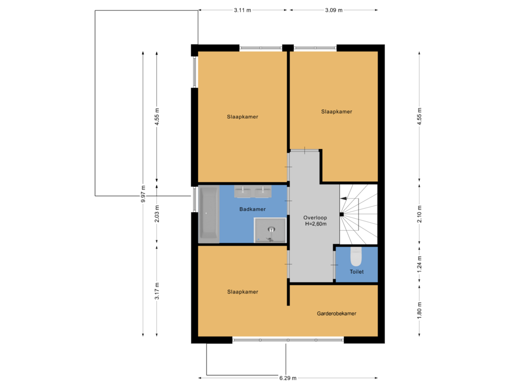 Bekijk plattegrond van Eerste verdieping van Prieellaan 6