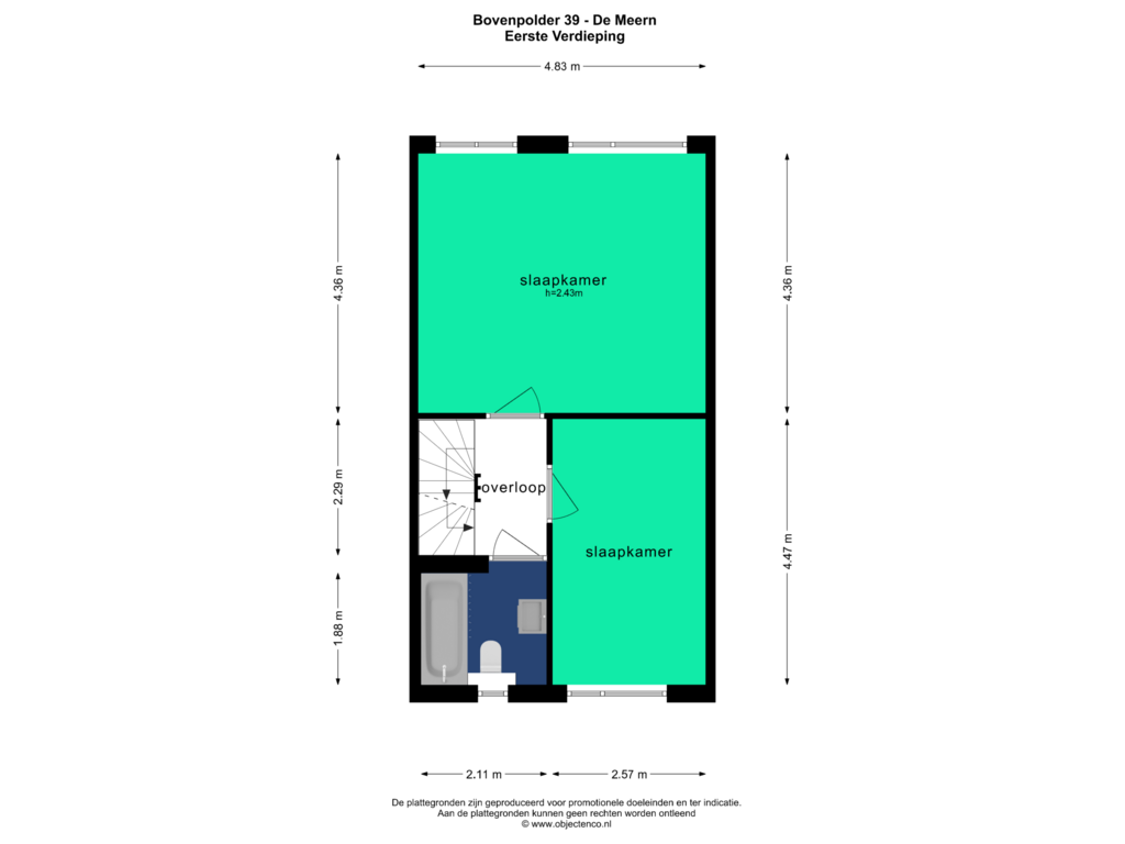 View floorplan of EERSTE VERDIEPING of Bovenpolder 39