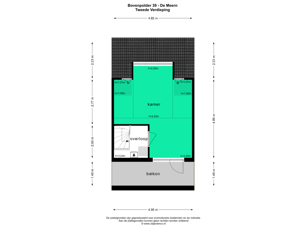 View floorplan of TWEEDE VERDIEPING of Bovenpolder 39