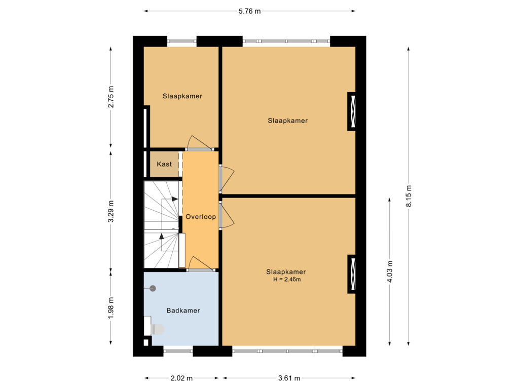 Bekijk plattegrond van Tweede verdieping van Veerpolderstraat 54