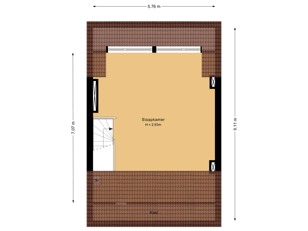 Bekijk plattegrond van Derde verdieping van Veerpolderstraat 54