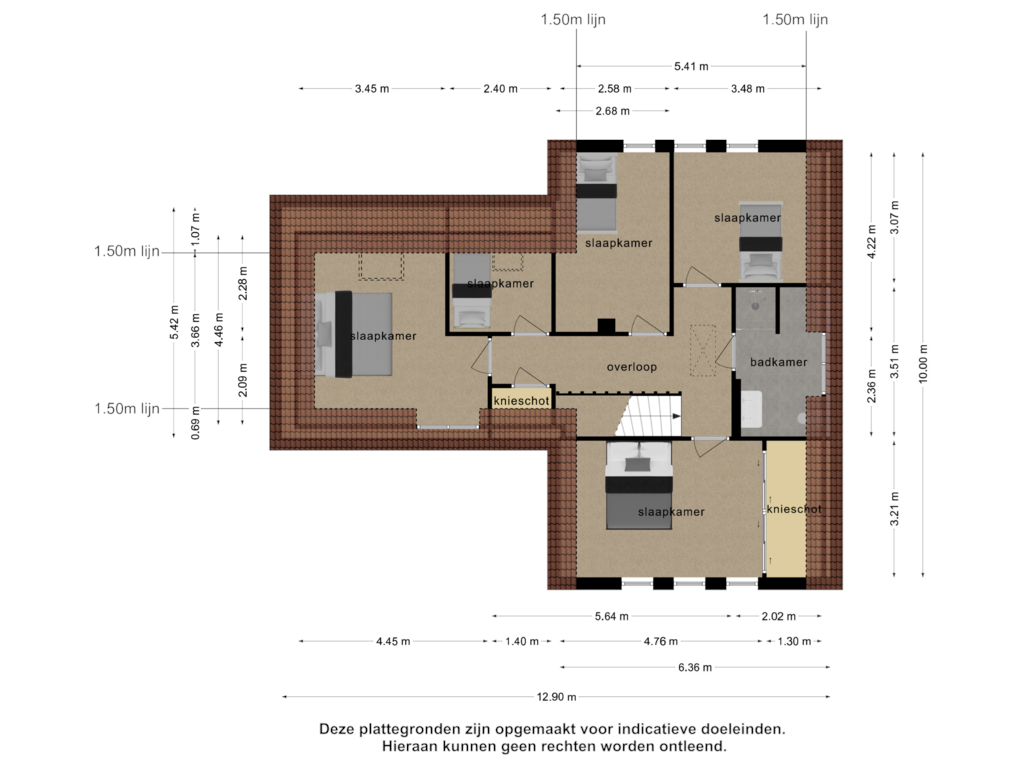 View floorplan of 1e verdieping of Struweel 7