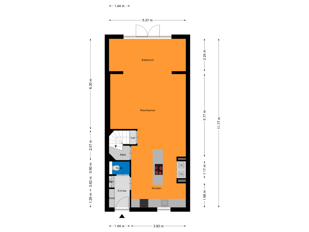 Bekijk plattegrond van Begane grond van Vliedbergweg 9