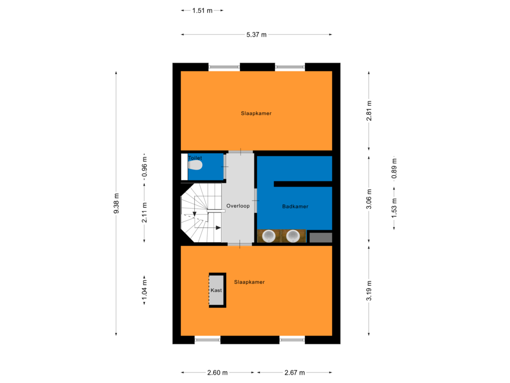 Bekijk plattegrond van Eerste verdieping van Vliedbergweg 9