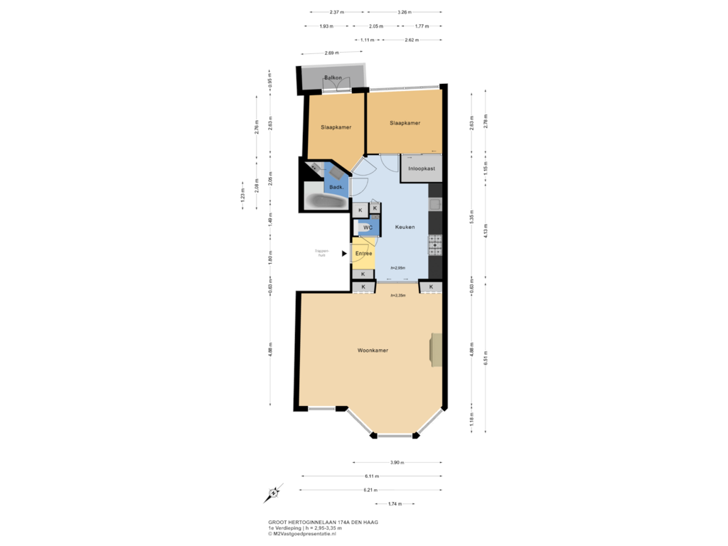 Bekijk plattegrond van 1e Verdieping van Groot Hertoginnelaan 174-A