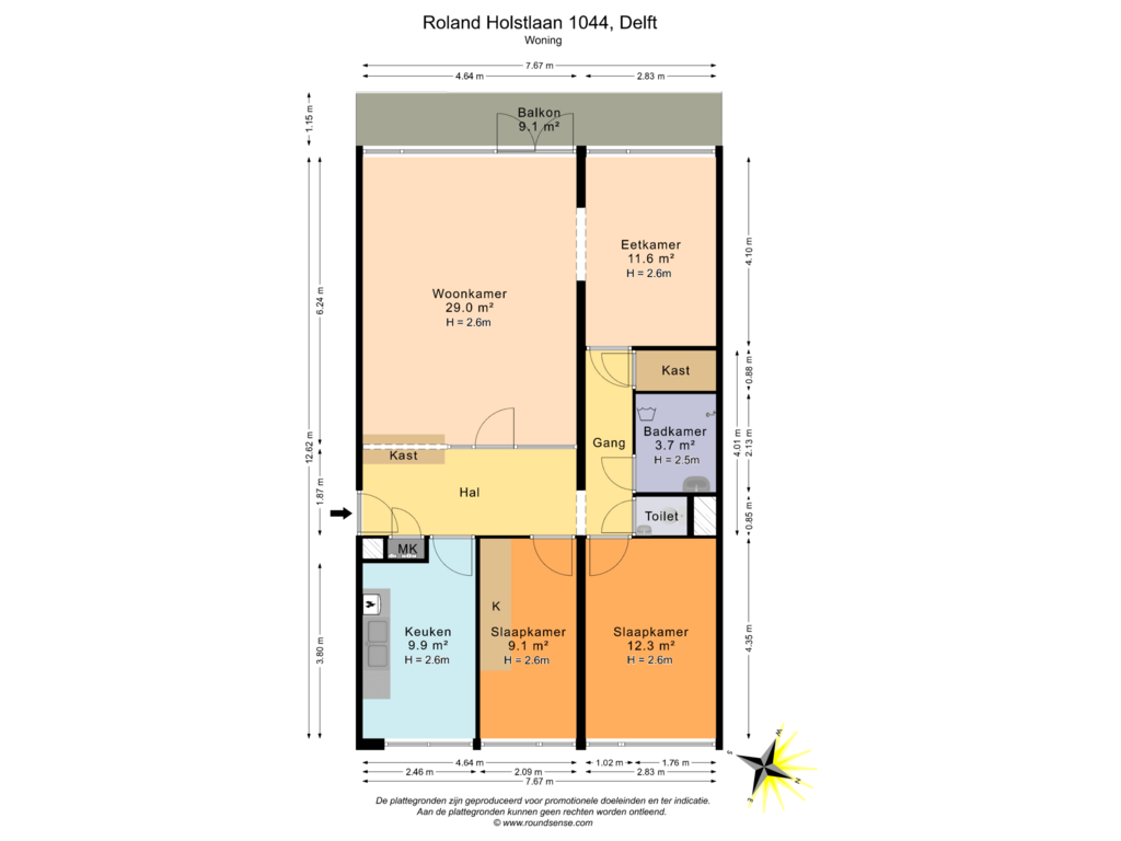 Bekijk plattegrond van Woning van Roland Holstlaan 1044