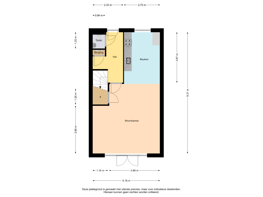 Bekijk plattegrond van Begane Grond van Westeinde 32