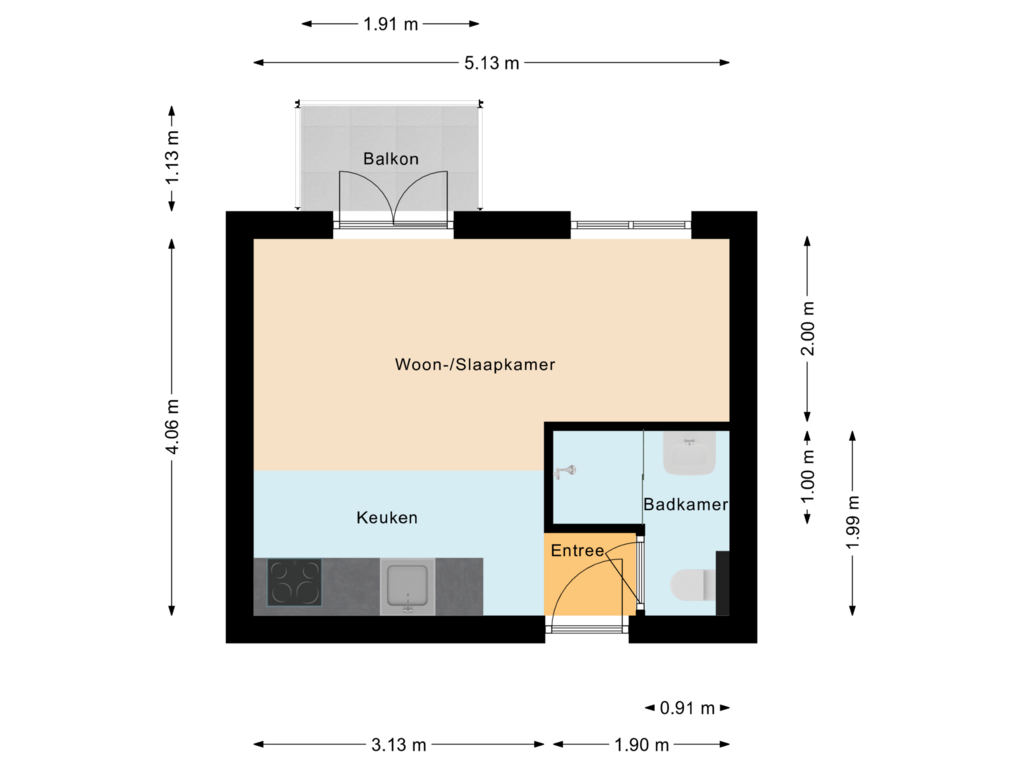 Bekijk plattegrond van Appartement van Symonszstraat 21-A