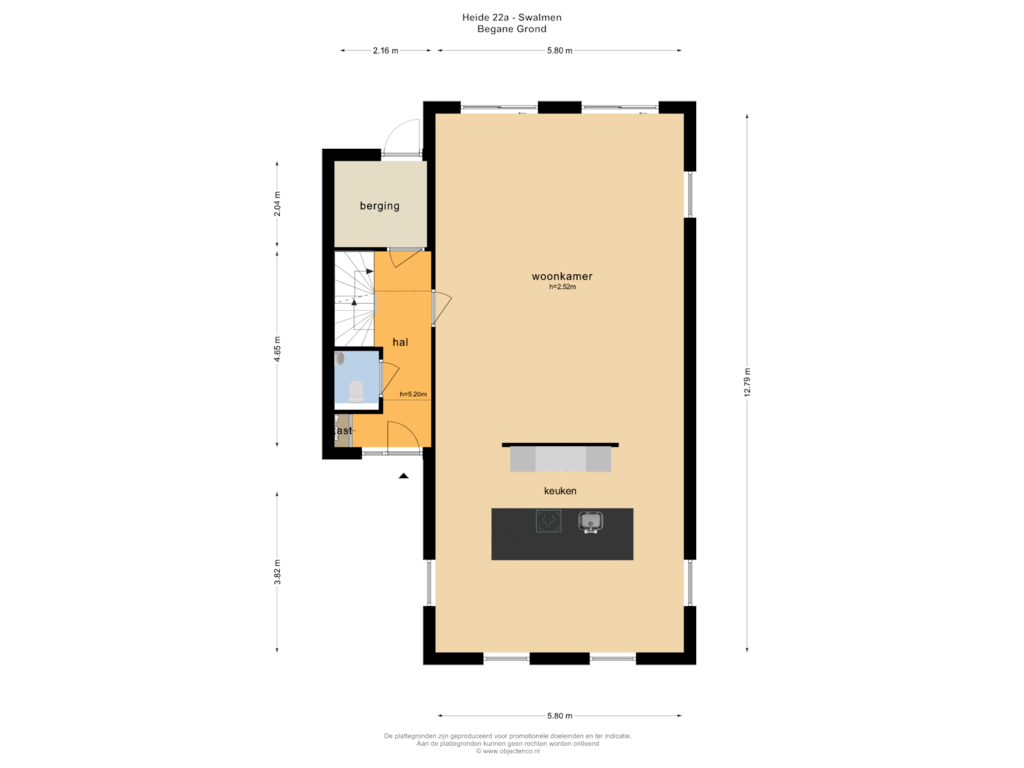 Bekijk plattegrond van BEGANE GROND van Heide 22-A