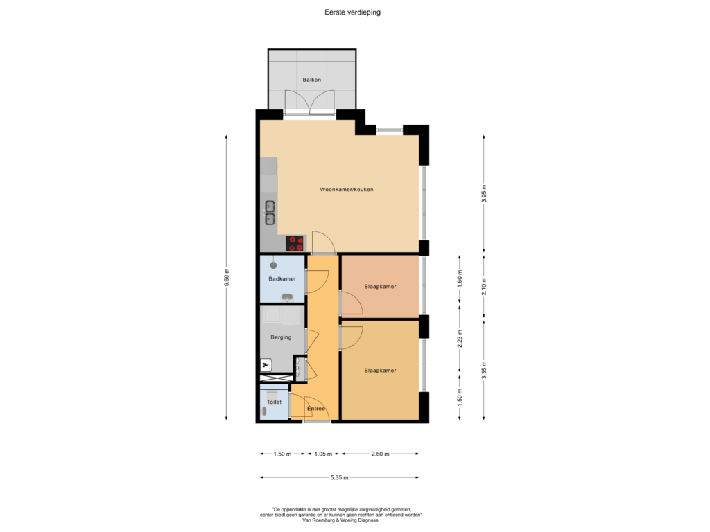 View floorplan of Eerste verdieping of Brugweg (Bouwnr. 12)