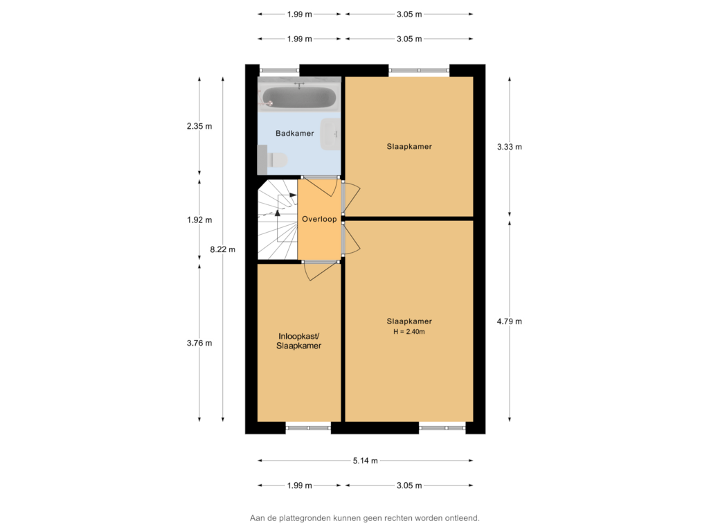 View floorplan of 1e verdieping of Landmansweide 8