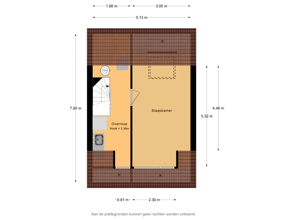 View floorplan of 2e verdieping of Landmansweide 8