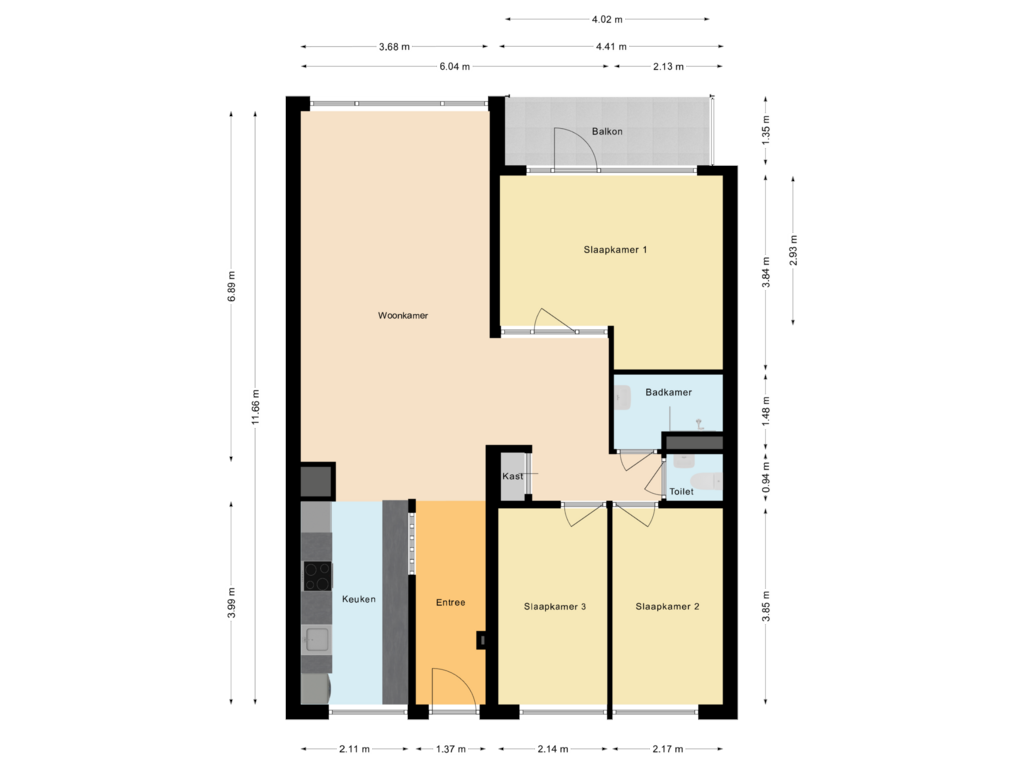 View floorplan of Appartement of Vechtstraat 144