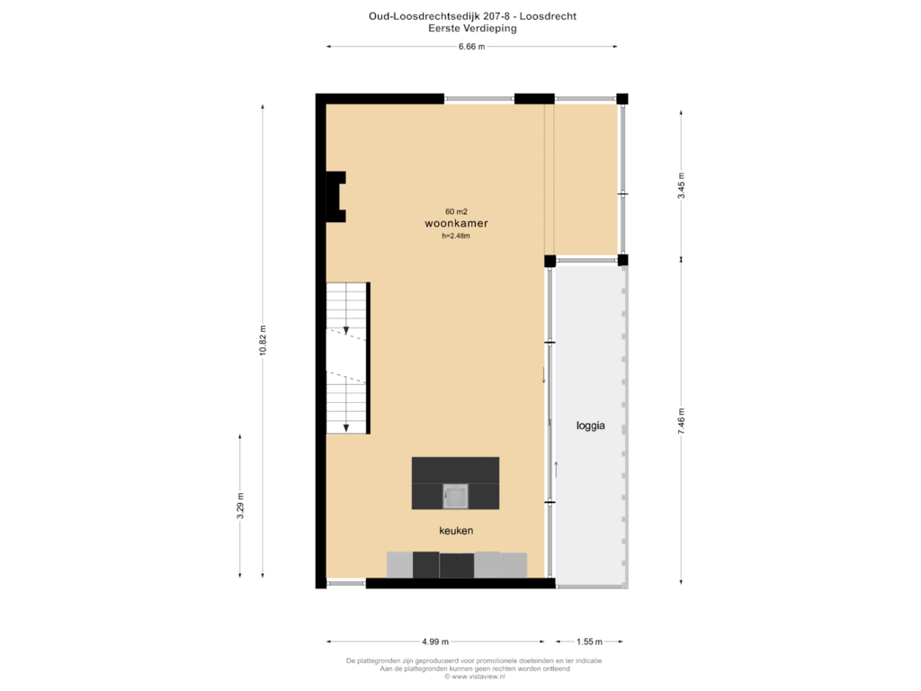 View floorplan of EERSTE VERDIEPING of Oud-Loosdrechtsedijk 207-08