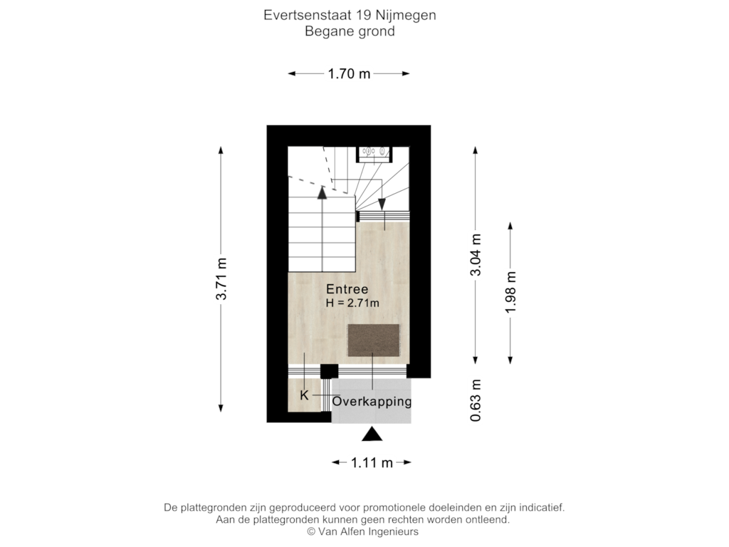 Bekijk plattegrond van Begane grond van Evertsenstraat 19