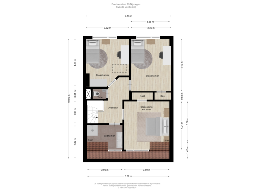 Bekijk plattegrond van Tweede verdieping van Evertsenstraat 19